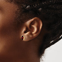 14K Yellow Gold Oval Garnet Stud Earrings - 1.00 Carat Total Garnet Weight by Monteluci Fine Jewelry