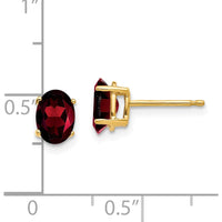 14K Yellow Gold Oval Garnet Stud Earrings - 1.00 Carat Total Garnet Weight by Monteluci Fine Jewelry