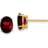 14K Yellow Gold Oval Garnet Stud Earrings - 1.40 Carat Total Gem Weight by Monteluci Fine Jewelry