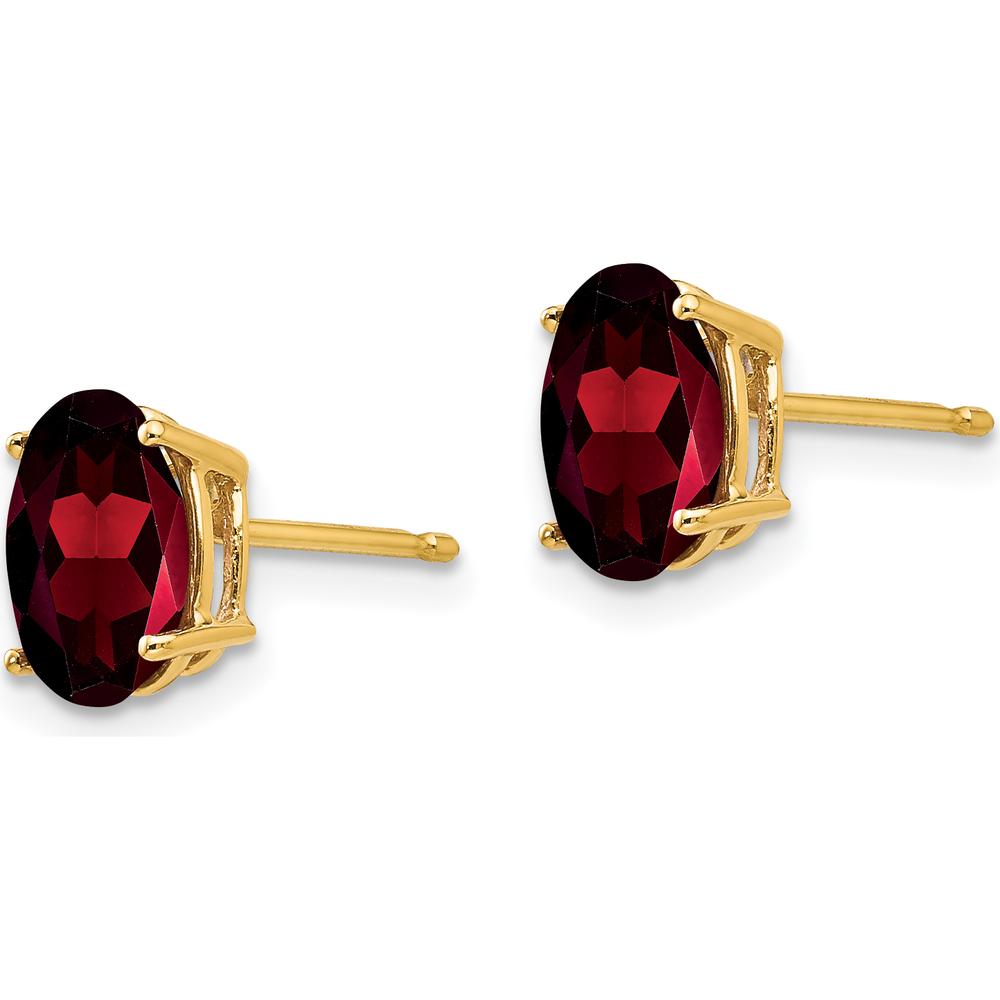 14K Yellow Gold Oval Garnet Stud Earrings - 1.40 Carat Total Gem Weight by Monteluci Fine Jewelry