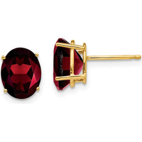 14K Yellow Gold Oval Garnet Stud Earrings - 2.10 Carat Total Garnet Weight by Monteluci Fine Jewelry