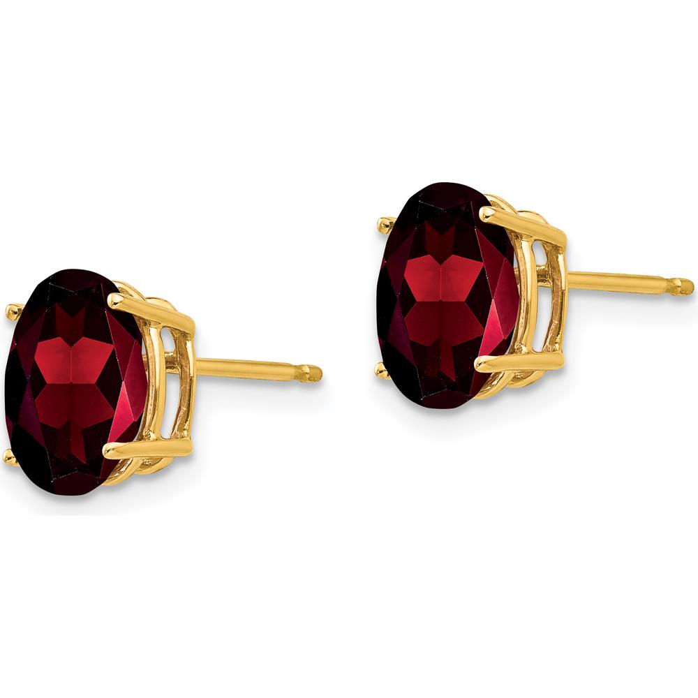 14K Yellow Gold Oval Garnet Stud Earrings - 2.10 Carat Total Garnet Weight by Monteluci Fine Jewelry