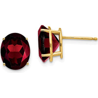 14K Yellow Gold Oval Garnet Stud Earrings - 3.00 Carat Total Garnet Weight by Monteluci Fine Jewelry