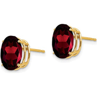 14K Yellow Gold Oval Garnet Stud Earrings - 3.00 Carat Total Garnet Weight by Monteluci Fine Jewelry