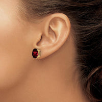 14K Yellow Gold Oval Garnet Stud Earrings - 3.00 Carat Total Garnet Weight by Monteluci Fine Jewelry