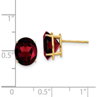 14K Yellow Gold Oval Garnet Stud Earrings - 3.00 Carat Total Garnet Weight by Monteluci Fine Jewelry