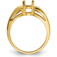 14K Yellow Gold Oval Gemstone Ring Mounting - 6x4mm, Polished Finish, Tapered Band by Monteluci Fine Jewelry