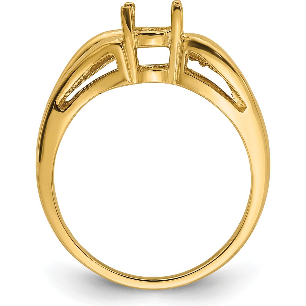 14K Yellow Gold Oval Gemstone Ring Mounting - 6x4mm, Polished Finish, Tapered Band by Monteluci Fine Jewelry