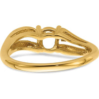 14K Yellow Gold Oval Gemstone Ring Mounting - 6x4mm, Polished Finish, Tapered Band by Monteluci Fine Jewelry
