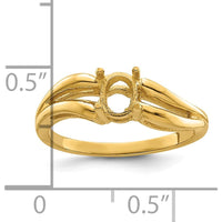 14K Yellow Gold Oval Gemstone Ring Mounting - 6x4mm, Polished Finish, Tapered Band by Monteluci Fine Jewelry