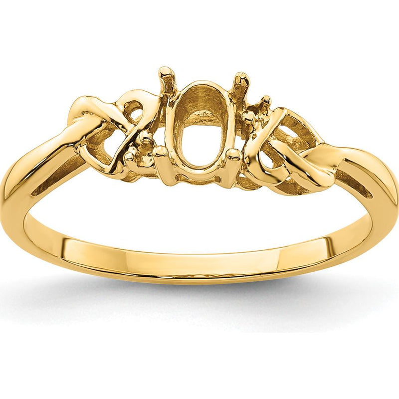 14K Yellow Gold Oval Gemstone Ring Mounting for Custom Jewelry - 6x4mm Setting by Monteluci Fine Jewelry