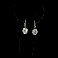 14K Yellow Gold Oval Hanging Earrings with Black Rhodium Bezel and Prong Set Lab Diamonds - 3.09 Carat Total Diamond Weight (E-F Color, VS1 Clarity) - Covaloro Fine Jewelry