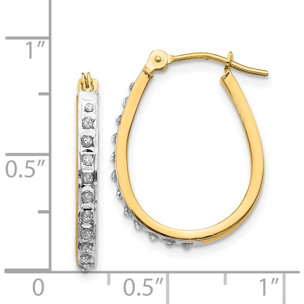 14K Yellow Gold Oval Hinged Hoop Earrings with Natural Diamonds - 0.010 Carats Total Diamond Weight by Monteluci Fine Jewelry