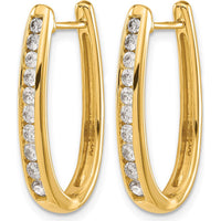 14K Yellow Gold Oval Hinged Hoop Earrings with Round Diamonds - 0.28 Carat Total Diamond Weight by Monteluci Fine Jewelry