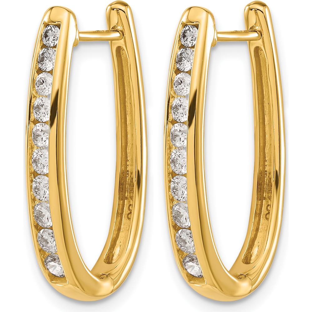 14K Yellow Gold Oval Hinged Hoop Earrings with Round Diamonds - 0.28 Carat Total Diamond Weight by Monteluci Fine Jewelry