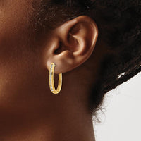 14K Yellow Gold Oval Hinged Hoop Earrings with Round Diamonds - 0.28 Carat Total Diamond Weight by Monteluci Fine Jewelry