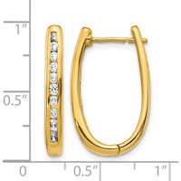 14K Yellow Gold Oval Hinged Hoop Earrings with Round Diamonds - 0.28 Carat Total Diamond Weight by Monteluci Fine Jewelry