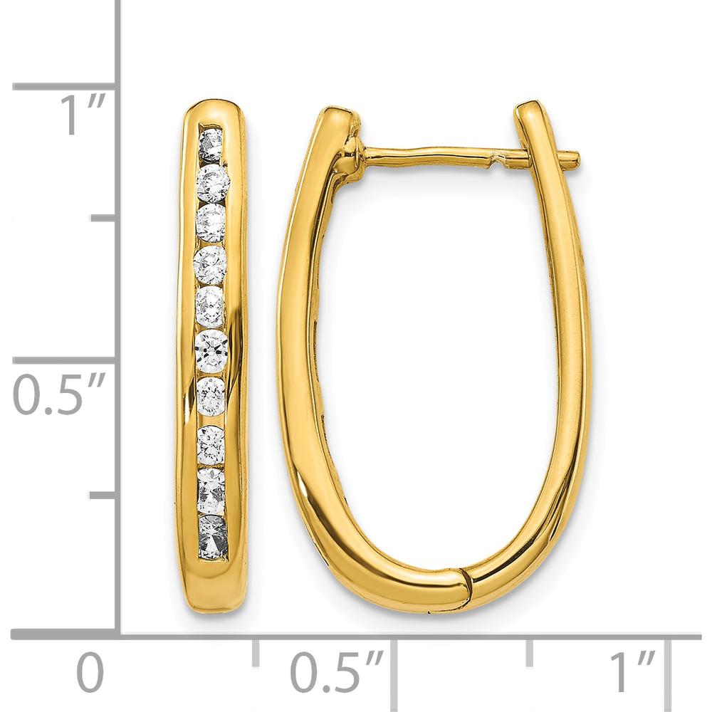 14K Yellow Gold Oval Hinged Hoop Earrings with Round Diamonds - 0.28 Carat Total Diamond Weight by Monteluci Fine Jewelry