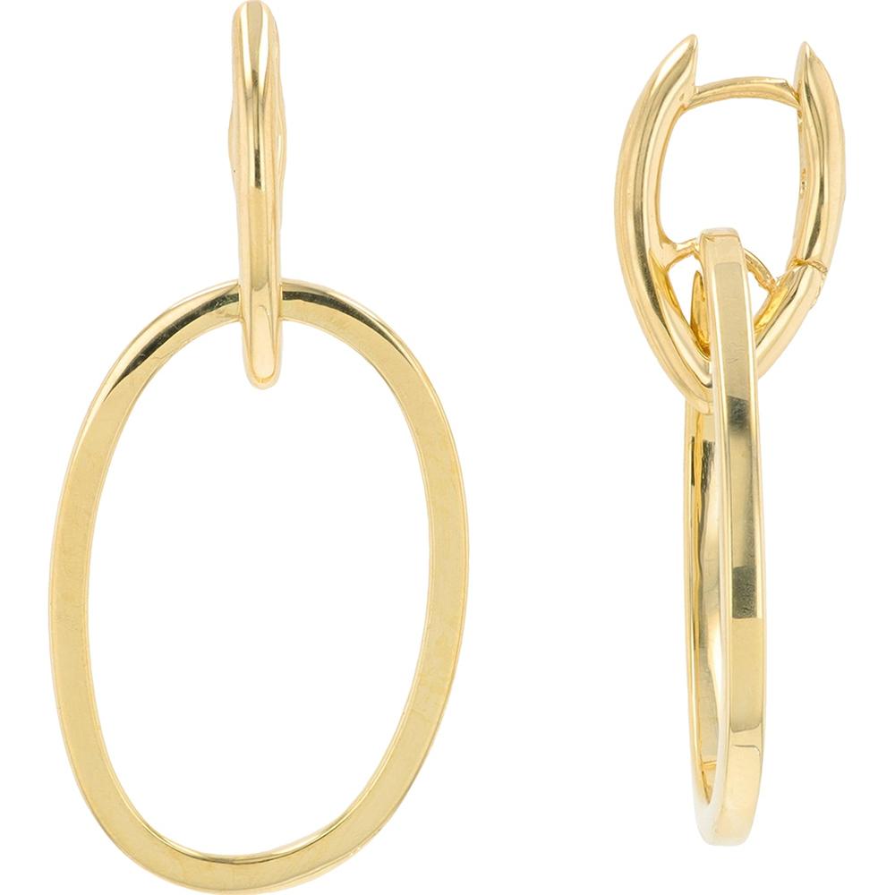 14K Yellow Gold Oval Hoop Earrings - 5.65g Total Weight