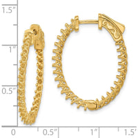 14K Yellow Gold Oval Hoop Earrings with 50 Round Stone Prong Settings - 31mm Length by Monteluci Fine Jewelry