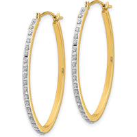 14K Yellow Gold Oval Hoop Earrings with Natural Diamonds - 0.01 Carats Total Diamond Weight by Monteluci Fine Jewelry