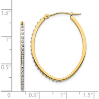 14K Yellow Gold Oval Hoop Earrings with Natural Diamonds - 0.01 Carats Total Diamond Weight by Monteluci Fine Jewelry