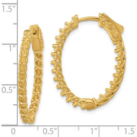 14K Yellow Gold Oval In and Out Hoop Earrings with Safety Clasp by Monteluci Fine Jewelry
