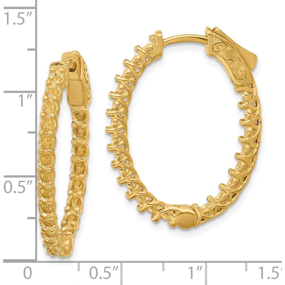 14K Yellow Gold Oval In and Out Hoop Earrings with Safety Clasp by Monteluci Fine Jewelry
