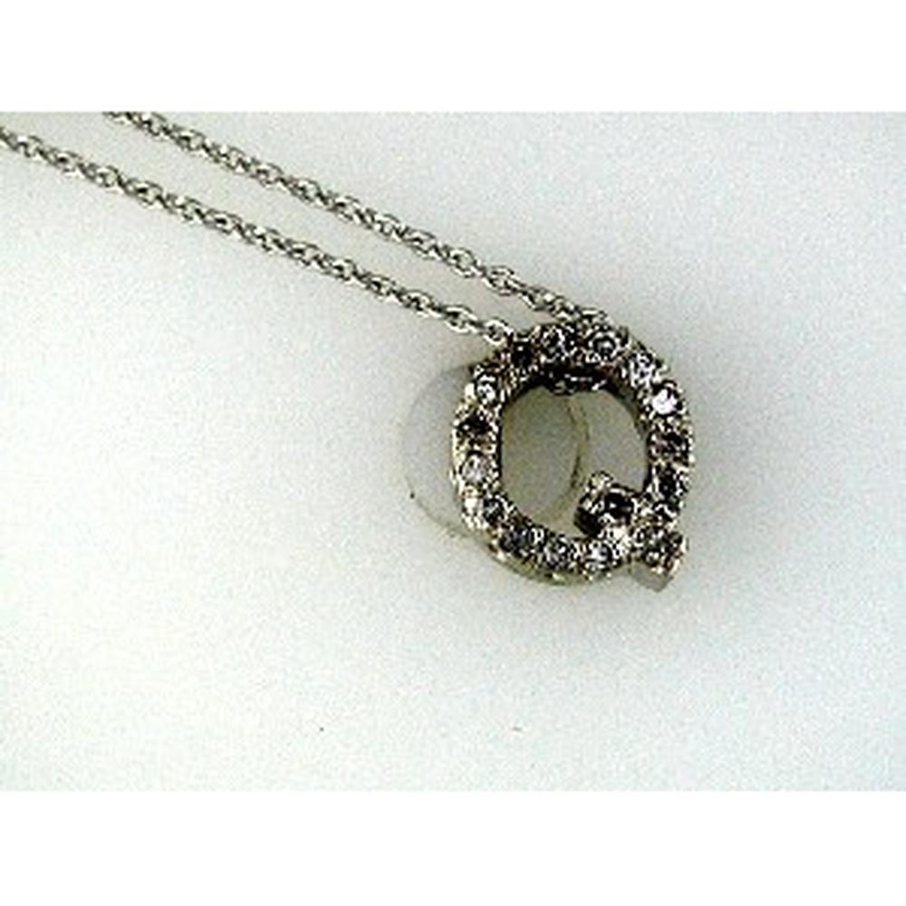 14K Yellow Gold Oval Initial Q Pendant with Pavé Set Round Diamonds - 0.14 Carat Total Diamond Weight - Royal Jewelry