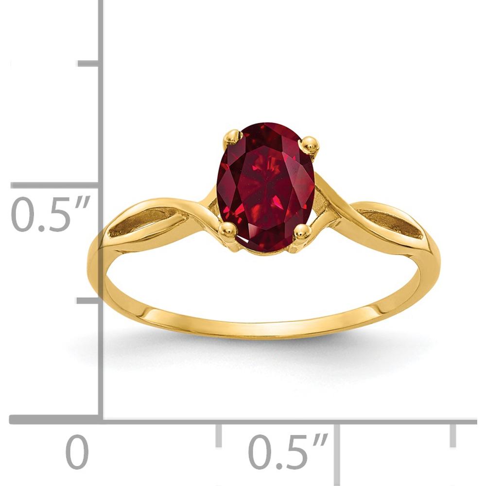 14K Yellow Gold Oval Lab Created Ruby Ring - 7x5mm by Monteluci Fine Jewelry