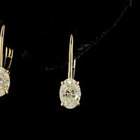 14K Yellow Gold Oval Lab Diamond Hanging Lever-Back Earrings - 2.26 Carat Total Weight, E-F Color VS1 Clarity - Covaloro Fine Jewelry