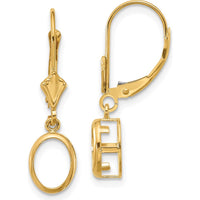 14K Yellow Gold Oval Leverback Earrings - Polished Finish, Customizable Mounting by Monteluci Fine Jewelry
