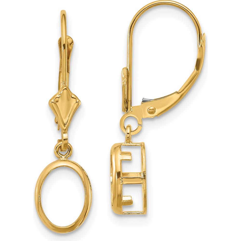 14K Yellow Gold Oval Leverback Earrings - Polished Finish, Customizable Mounting by Monteluci Fine Jewelry