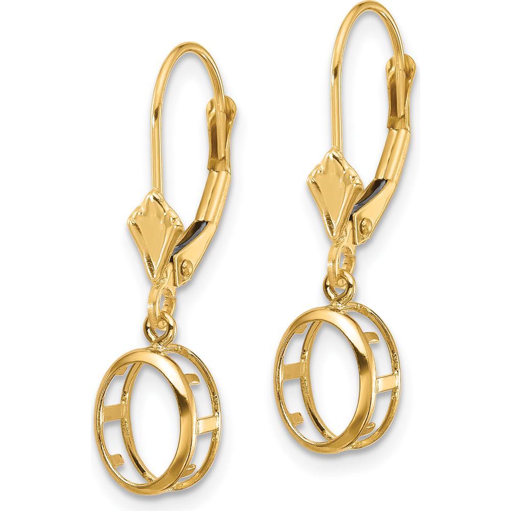 14K Yellow Gold Oval Leverback Earrings - Polished Finish, Customizable Mounting by Monteluci Fine Jewelry
