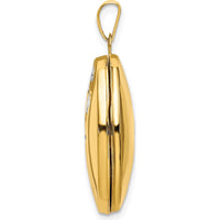 14K Yellow Gold Oval Locket with Diamond Stars and Rhodium Inlay - Holds 2 Photos - 0.005 Carat Diamond by Oro Pregiato