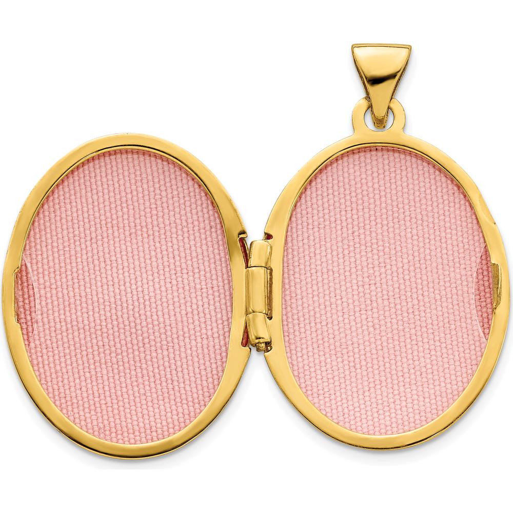 14K Yellow Gold Oval Locket with Diamond Stars and Rhodium Inlay - Holds 2 Photos - 0.005 Carat Diamond by Oro Pregiato