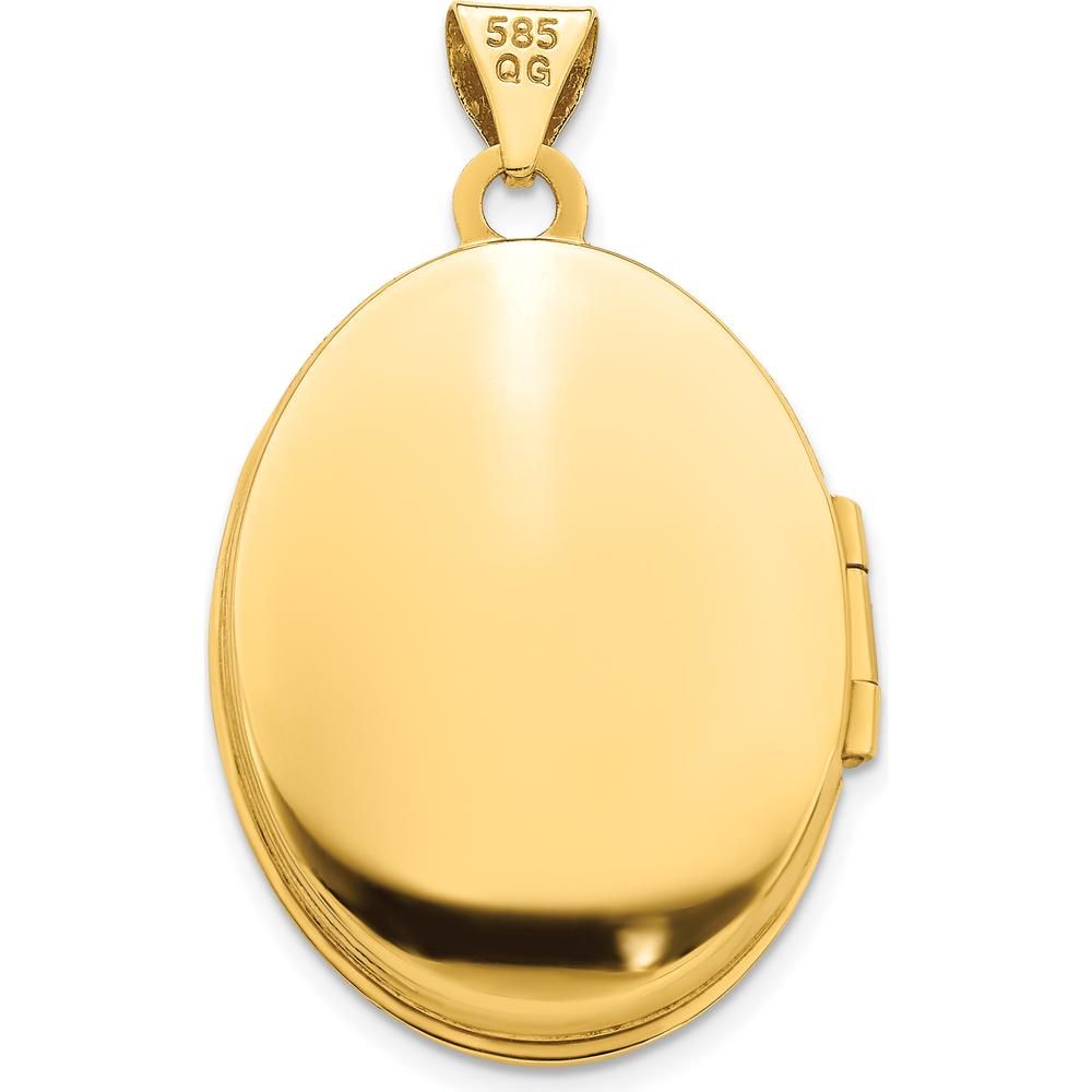 14K Yellow Gold Oval Locket with Diamond Stars and Rhodium Inlay - Holds 2 Photos - 0.005 Carat Diamond by Oro Pregiato