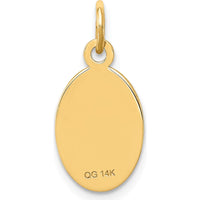 14K Yellow Gold Oval Medical Alert Pendant - Textured Design with Engravable Surface by Oro Pregiato