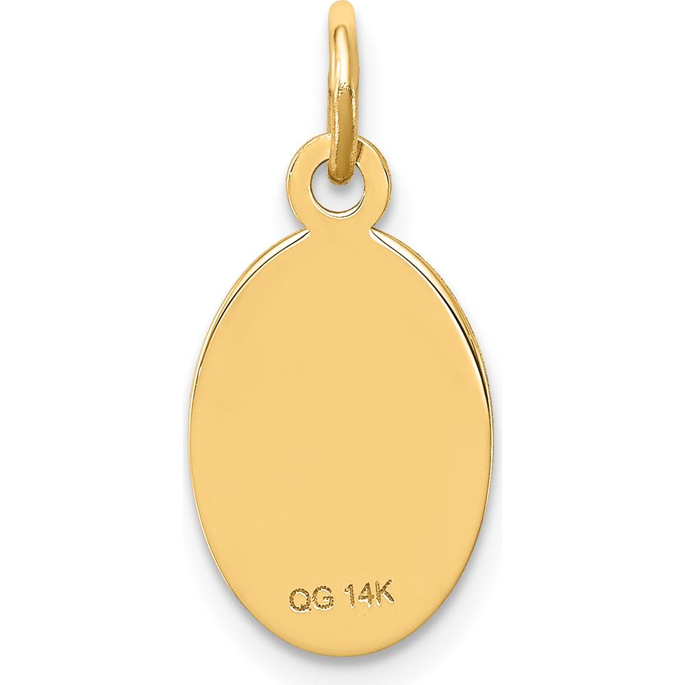 14K Yellow Gold Oval Medical Alert Pendant - Textured Design with Engravable Surface by Oro Pregiato