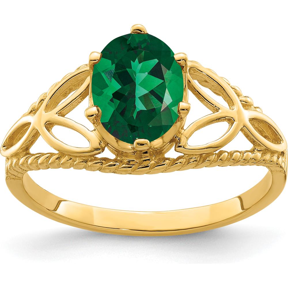 14K Yellow Gold Oval Mount St. Helens Helenite Ring - 1.5 Carat by Monteluci Fine Jewelry