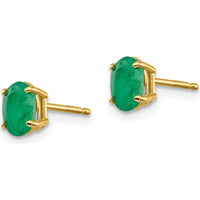 14K Yellow Gold Oval Natural Emerald Stud Earrings - 0.50 Carat Total Weight by Oro Pregiato