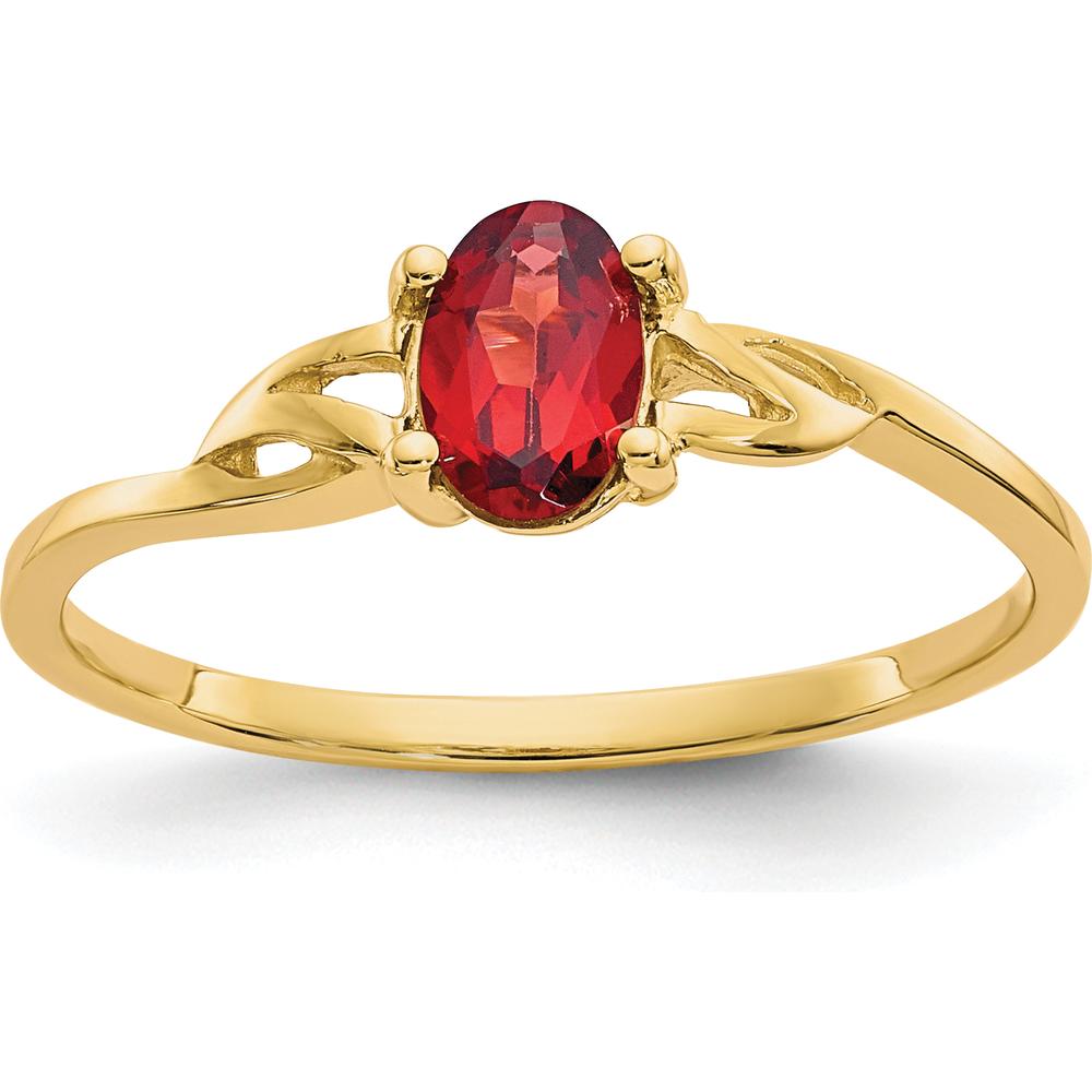14K Yellow Gold Oval Natural Garnet Ring with Split Shank Design - 0.60 Carat by Oro Pregiato