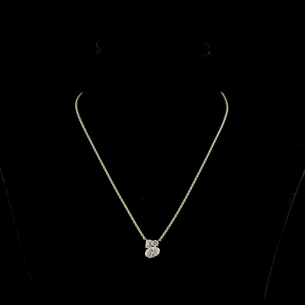 14K Yellow Gold Oval Pendant Necklace with 1.50 Carats Oval, 0.46 Carats Emerald Cut, and 0.28 Carats Round Lab Diamonds - 2.24 Carats Total Diamond Weight - Covaloro Fine Jewelry