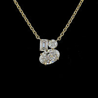 14K Yellow Gold Oval Pendant Necklace with 1.50 Carats Oval, 0.46 Carats Emerald Cut, and 0.28 Carats Round Lab Diamonds - 2.24 Carats Total Diamond Weight - Covaloro Fine Jewelry
