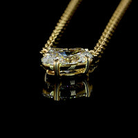 14K Yellow Gold Oval Pendant Necklace with 1.50 Carats Oval, 0.46 Carats Emerald Cut, and 0.28 Carats Round Lab Diamonds - 2.24 Carats Total Diamond Weight - Covaloro Fine Jewelry