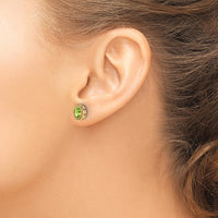 14K Yellow Gold Oval Peridot and Diamond Stud Earrings - 0.45 Carat Peridot, 0.012 Carat Diamond by Monteluci Fine Jewelry