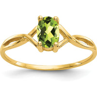 14K Yellow Gold Oval Peridot Birthstone Ring - 0.45 Carat by Oro Pregiato