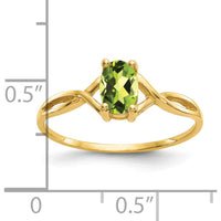 14K Yellow Gold Oval Peridot Birthstone Ring - 0.45 Carat by Oro Pregiato