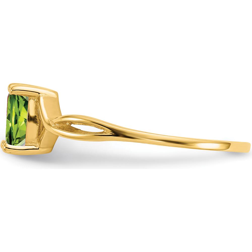 14K Yellow Gold Oval Peridot Birthstone Ring - 0.45 Carat by Oro Pregiato