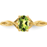 14K Yellow Gold Oval Peridot Birthstone Ring - 0.45 Carat by Oro Pregiato